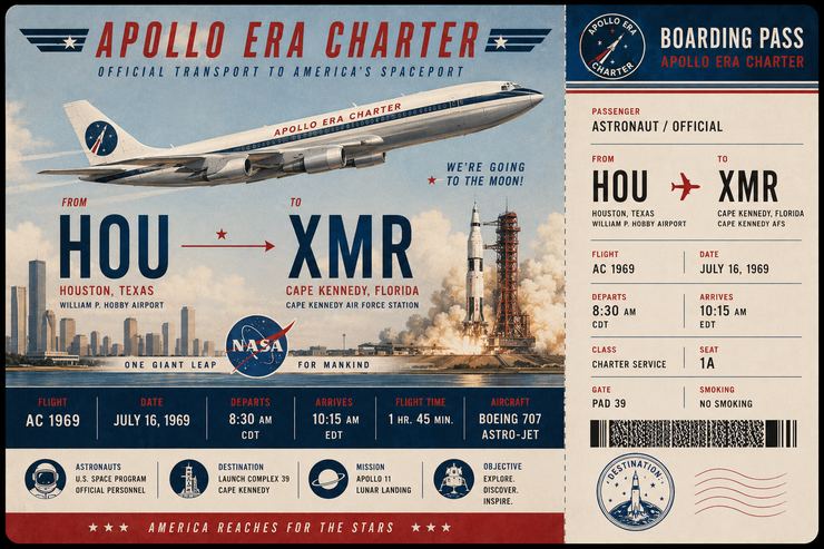 APOLLO ERA CHARTER FLIGHT TICKET