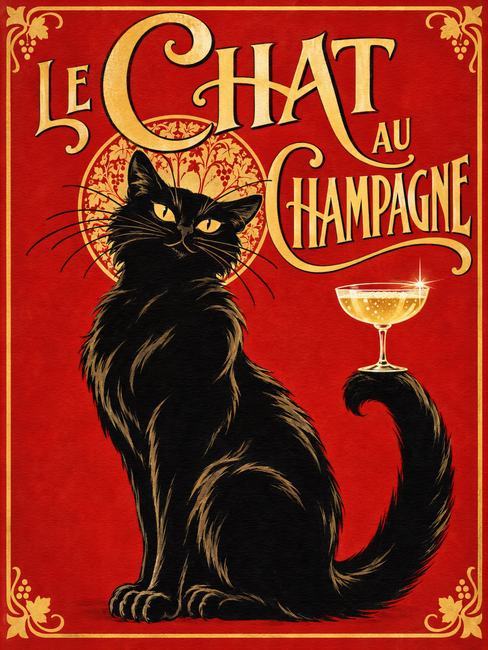 LE CHAT AU CHAMPAGNE