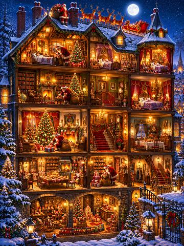 VICTORIAN CHRISTMAS MANOR CUTAWAY