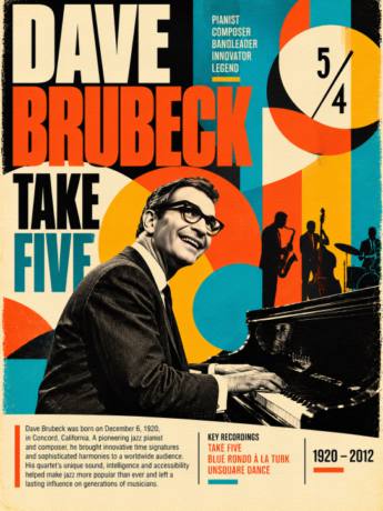 Dave Brubeck — Take Five Jazz Poster