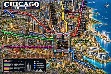 CHICAGO L TRANSIT MAP IN 3D