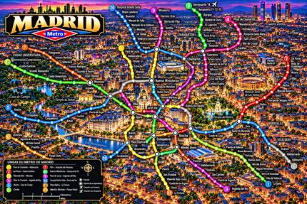 MADRID METRO NIGHT CITY MAP