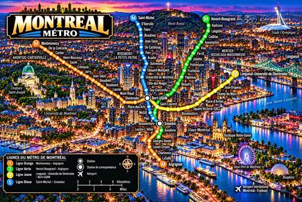 MONTREAL MÉTRO TWILIGHT MAP