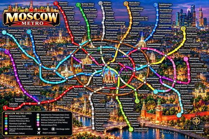 MOSCOW METRO — ILLUMINATED CITY MAP POSTER