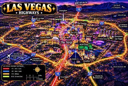 NEON LAS VEGAS HIGHWAY MAP