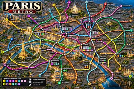 PARIS MÉTRO BY NIGHT — ILLUSTRATED TRANSIT MAP