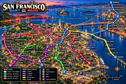 SAN FRANCISCO TRANSIT LIGHTS MAP