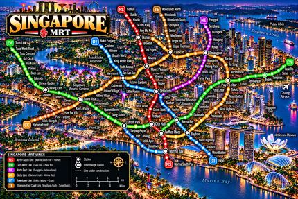 SINGAPORE MRT NEON CITY MAP