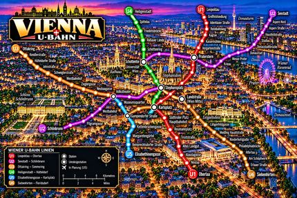 VIENNA U-BAHN NIGHT MAP POSTER